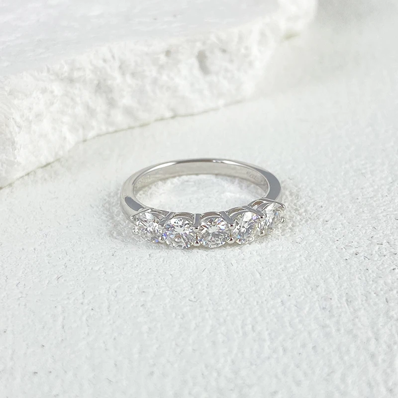 NASIA  Moissanite Ring for Women 5 Stones Diamond Wedding Band Bride S925 Sterling Silver with White Gold Plated Rings 2026