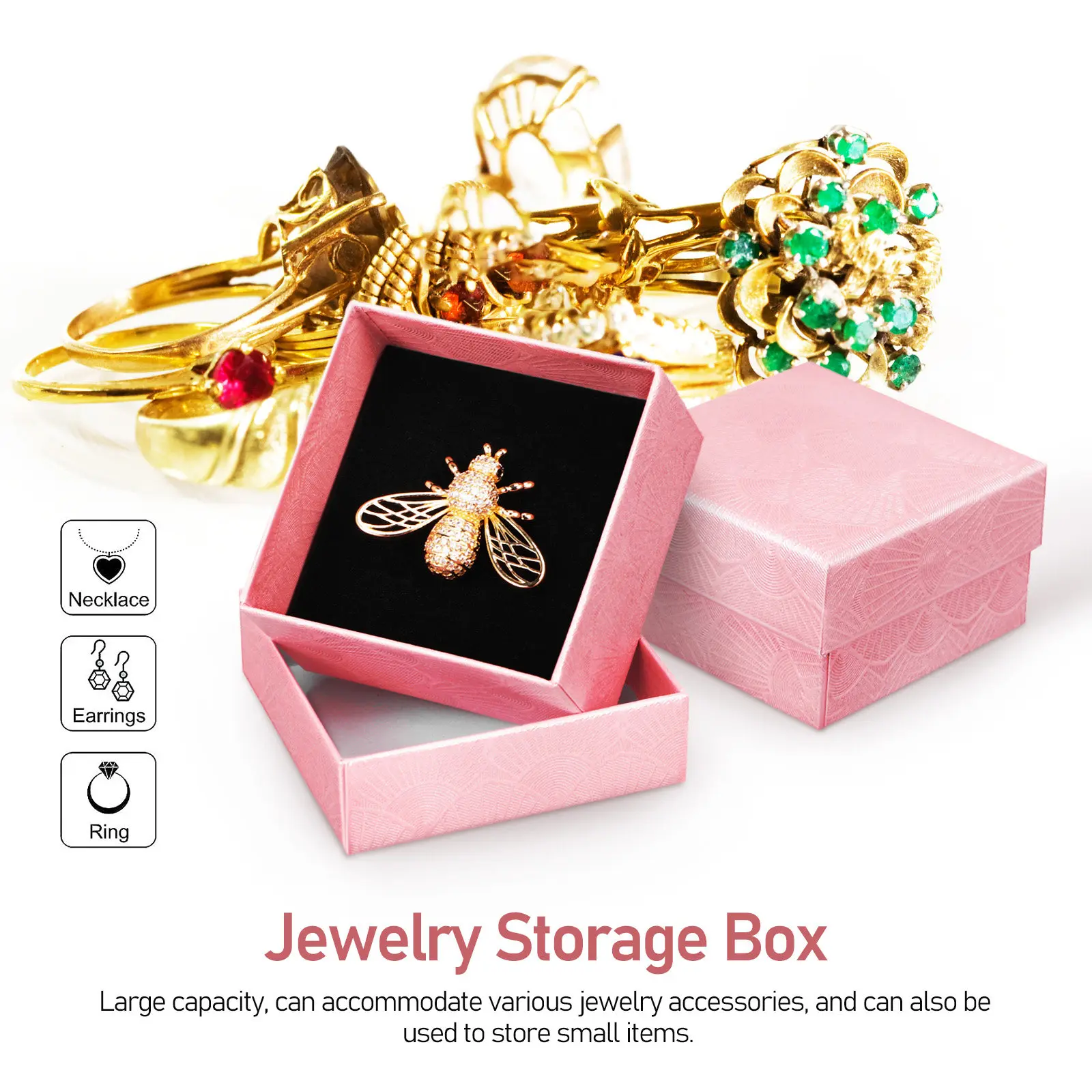 

24Pcs Jewelry Storage Box Organizer Black Sponge Fine Workmanship Present Decoration Wedding Ring Box Holder for Women Jewelry