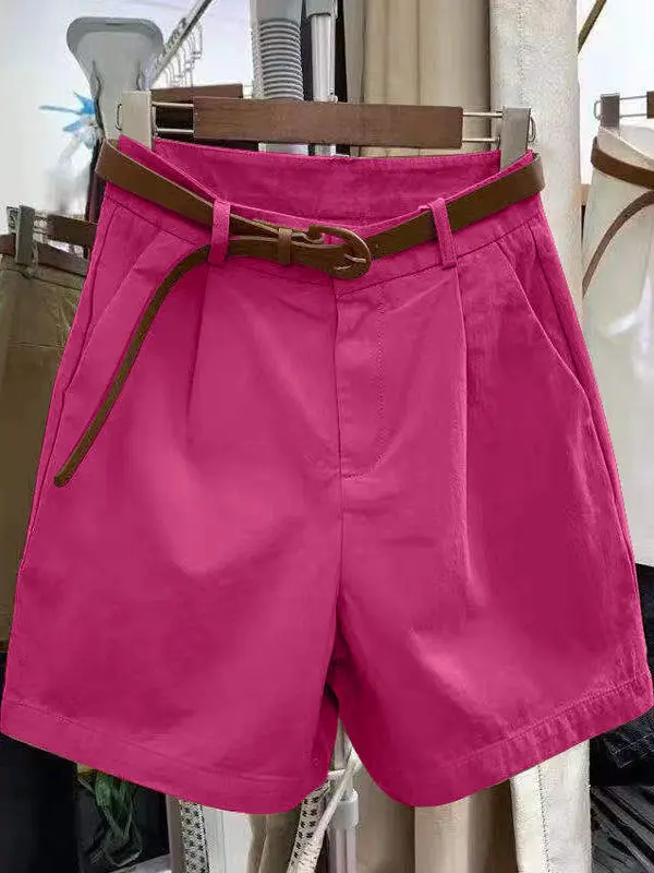 High Waist Wide Leg Cotton orts Women's Summer Casual Thin Five-Point Pants Loose Slimming Outerwear Korean Sle