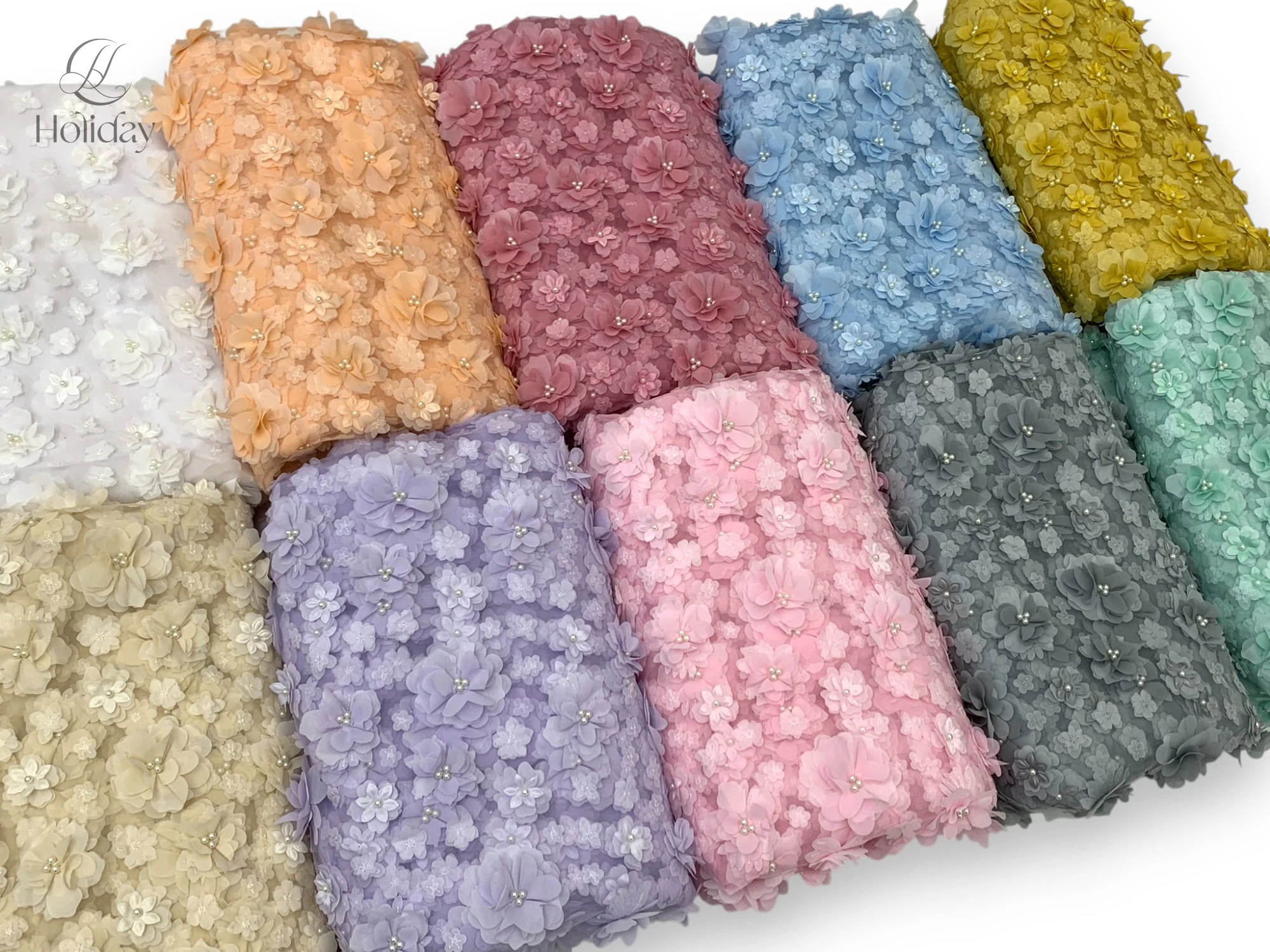 Wedding Dress, 3D Flower Embroidered Lace, African Sequins, Beaded Lace, French, High Quality