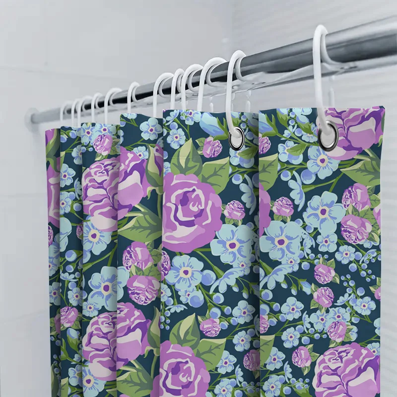 نابضة بالحياة زهرة دش الستار جريئة الأزهار طباعة الحمام ديكور نسيج مقاوم للماء الورود الوردي الأزرق الخشخاش الأرجواني أقحوان G #5