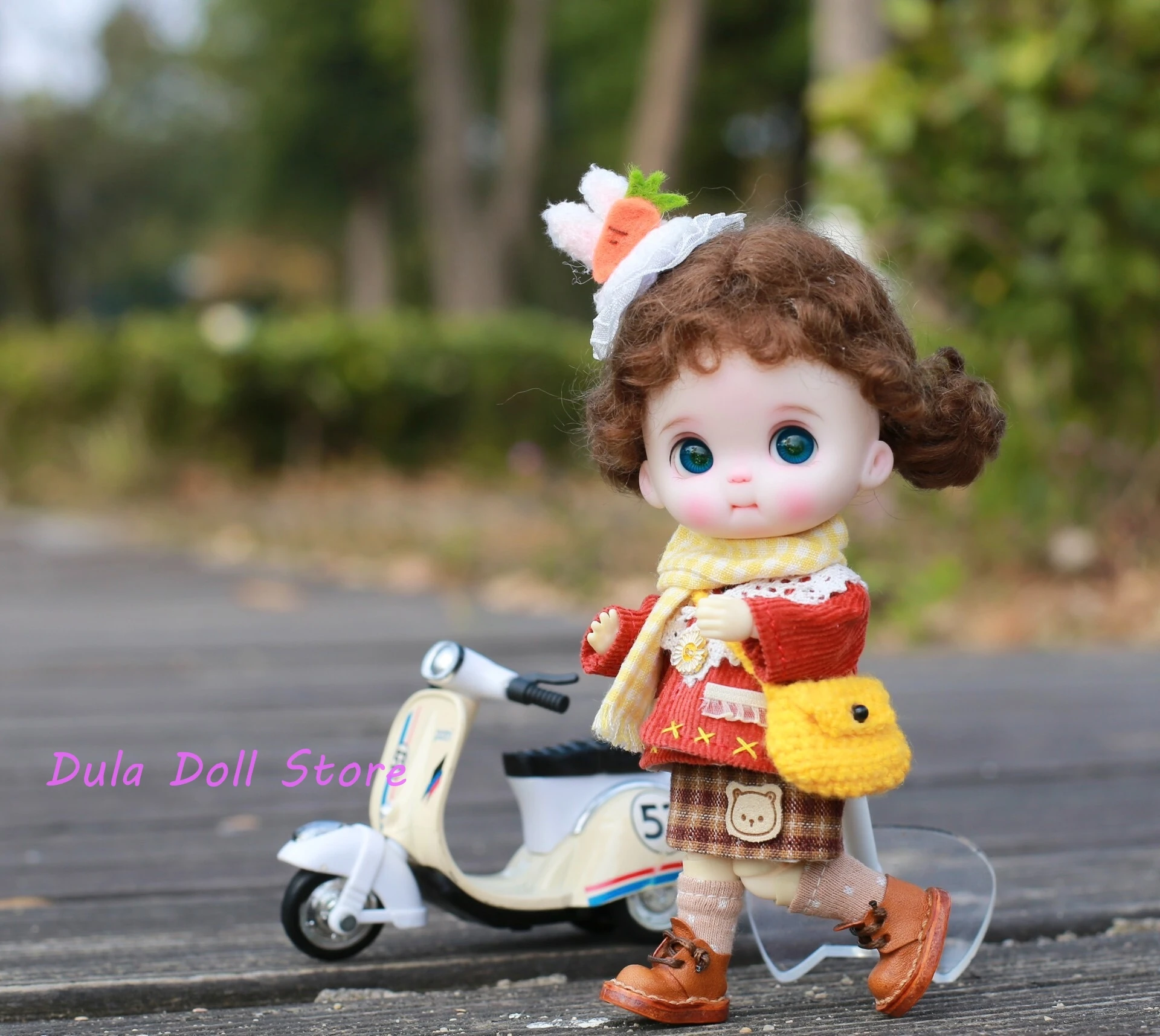 

S Dula Doll Clothes Rabbit ear hair clip, coat set for ob11 GSC doll