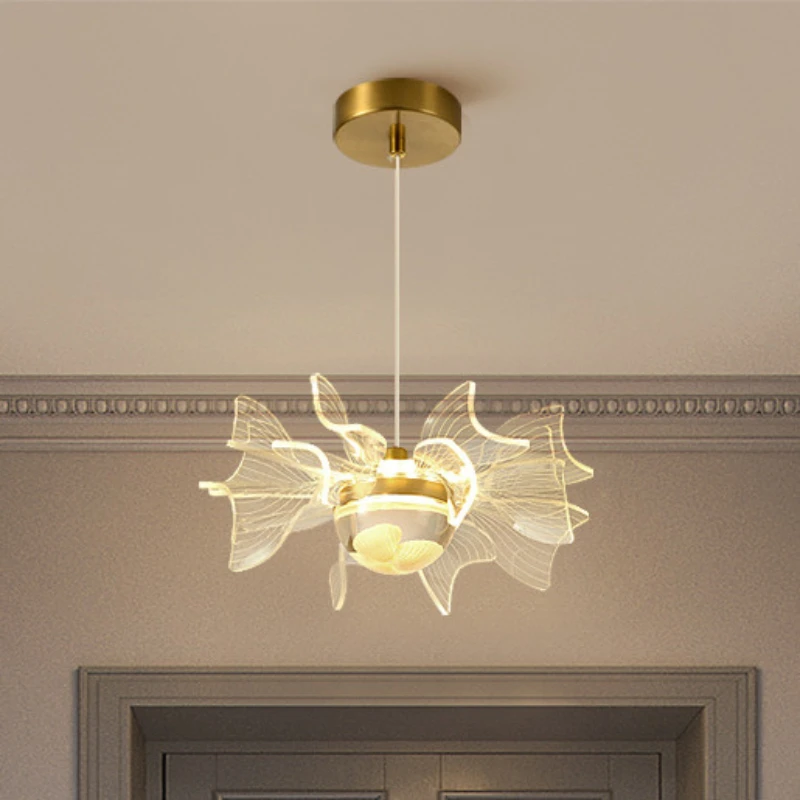 

Подвесной светильник для столовой в скандинавском стиле, светодиодный подвесной светильник, простой прикроватный светильник для гостиной, спальни, персонализированный акриловый подвесной светильник с цветком