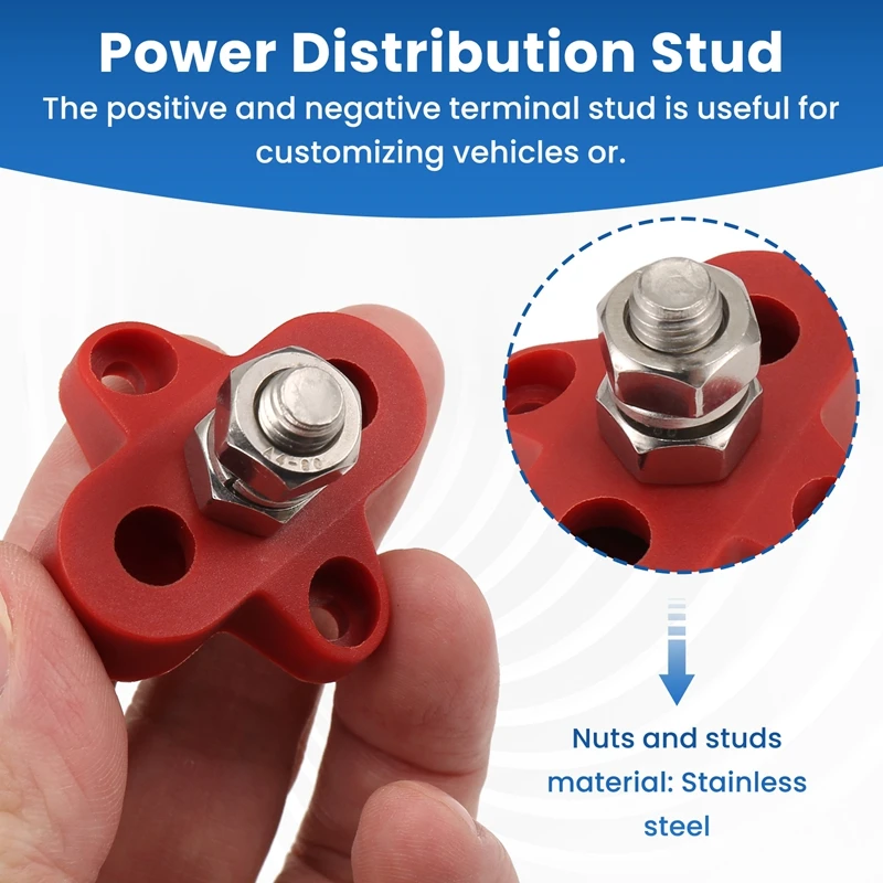 2Pcs 5/16 Zoll DC 48V Sammelschiene Power Terminal Block M8 Positive Negative Power Verteilung Stud Für RV schiff Boot