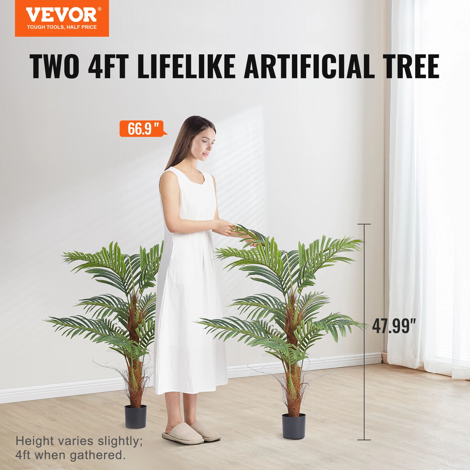 VEVOR Artificial Palm Tree Faux Plants Green Home Artificial Plant Decoration With PE Anti-Tip Tilt Protection For Indoor Office