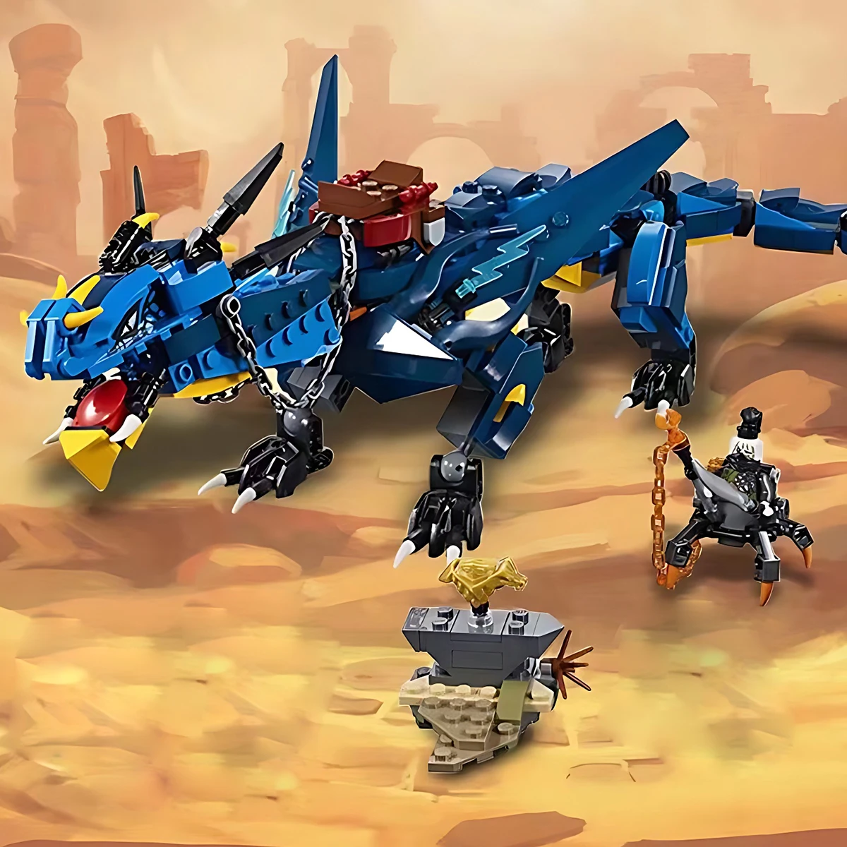 

2024 Новый фильм Jay's Blue Mecha Dragon Of Thunder And Storm Blue, строительные блоки с фигурками, игрушки, подарки для взрослых и детей