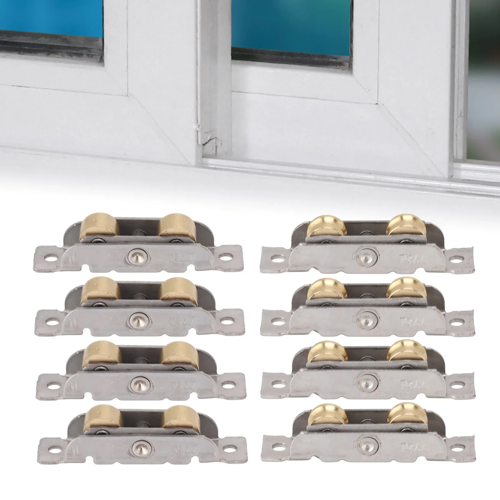 

Sliding Patio Door Roller Assembly Stainless Steel and Copper Sliding Door Wheel Roller Window Accessory with Screws for Home