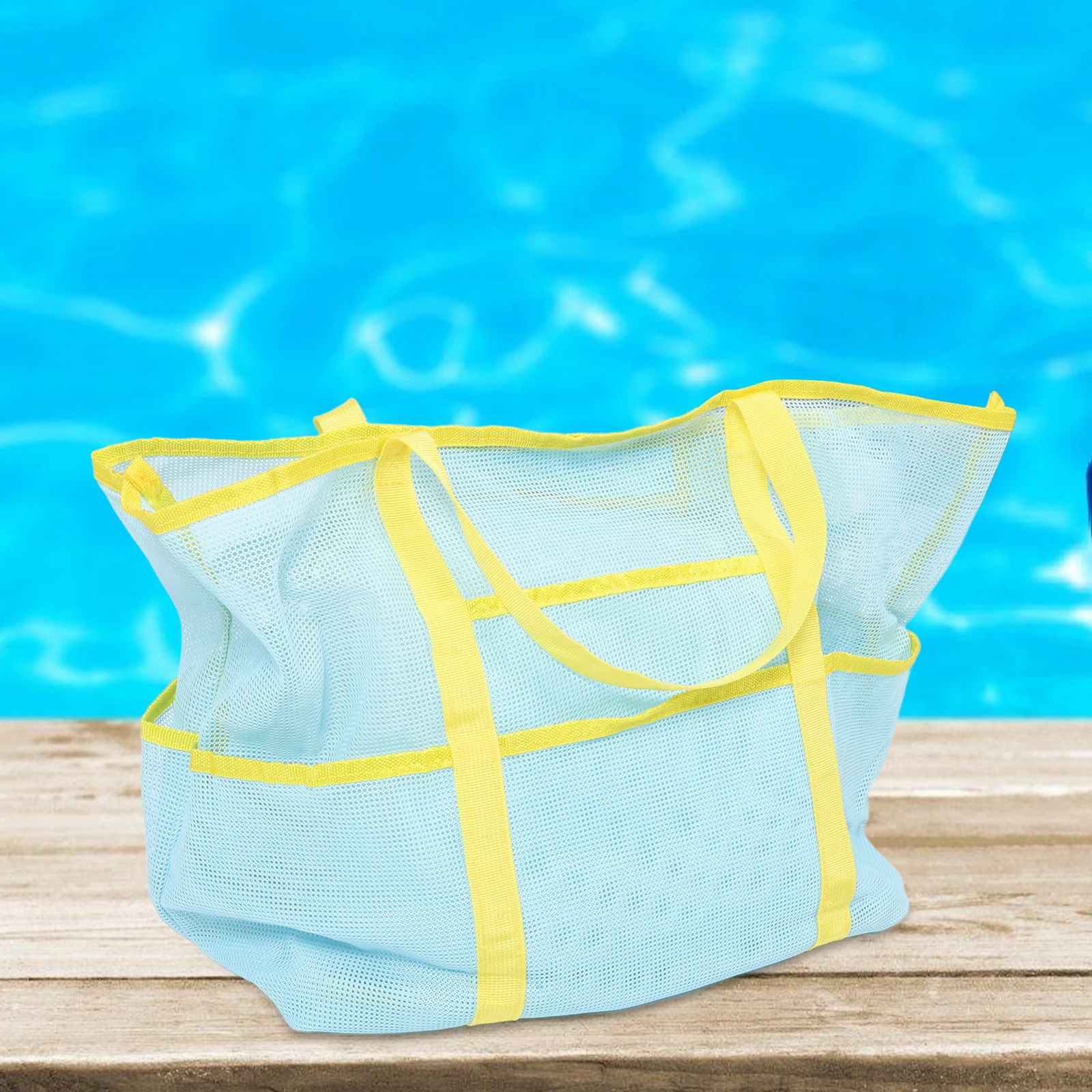 กระเป๋าตาข่ายระบายอากาศสำหรับใส่ของใช้ในชีวิตประจำวัน พกพาสะดวกสำหรับเดินทางไปชายหาด อาบน้ำ น้ำหนักเบา พับเก็บได้ ใช้เป็นกระเป๋าถือได้