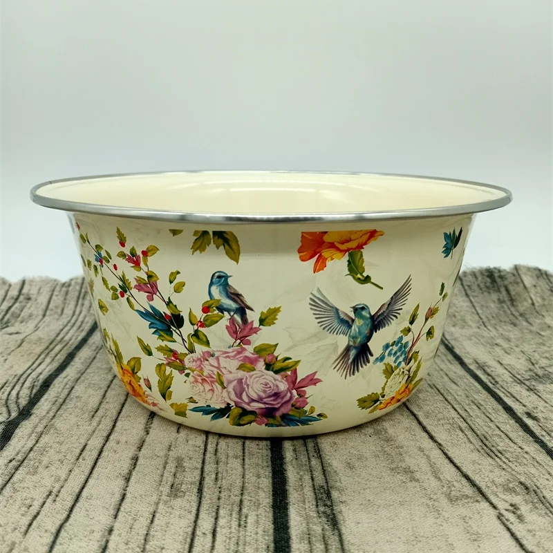 Extra Thick Enamel Basins Enamel Bowl Mixing Basins Deepening Multi-purpose Basin Vegetable Washing Basin Nordic Fruit Plate
