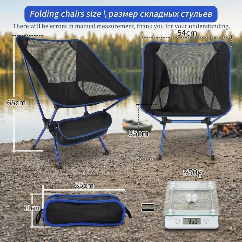 Portable Folding Camping Chair for Beach Hiking Picnic BBQ Travel, Lightweight Outdoor Chair with Carry Bag, Easy to Carry
