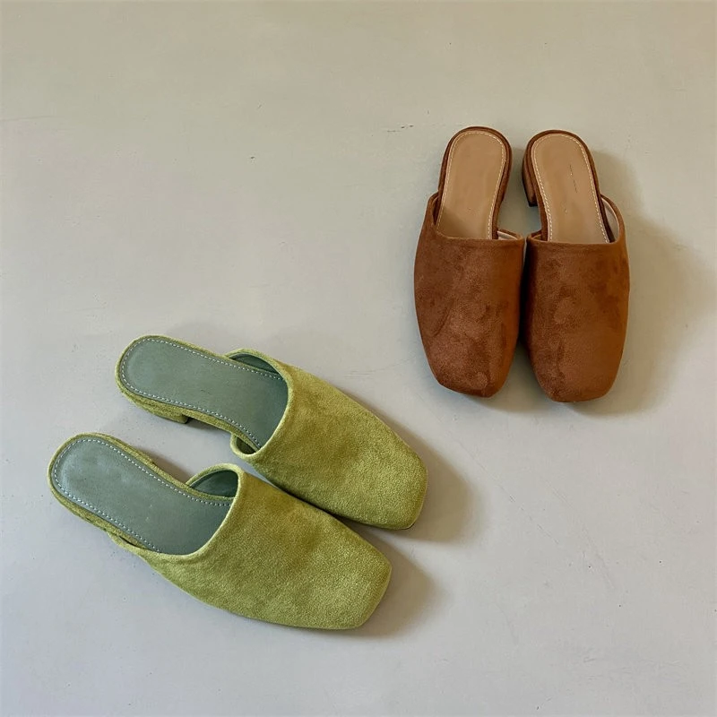 Baotou Half Slippers for Women Wearing Summer New Korean Version Square Headed One Step Lazy Muller Slippers for Women view 3