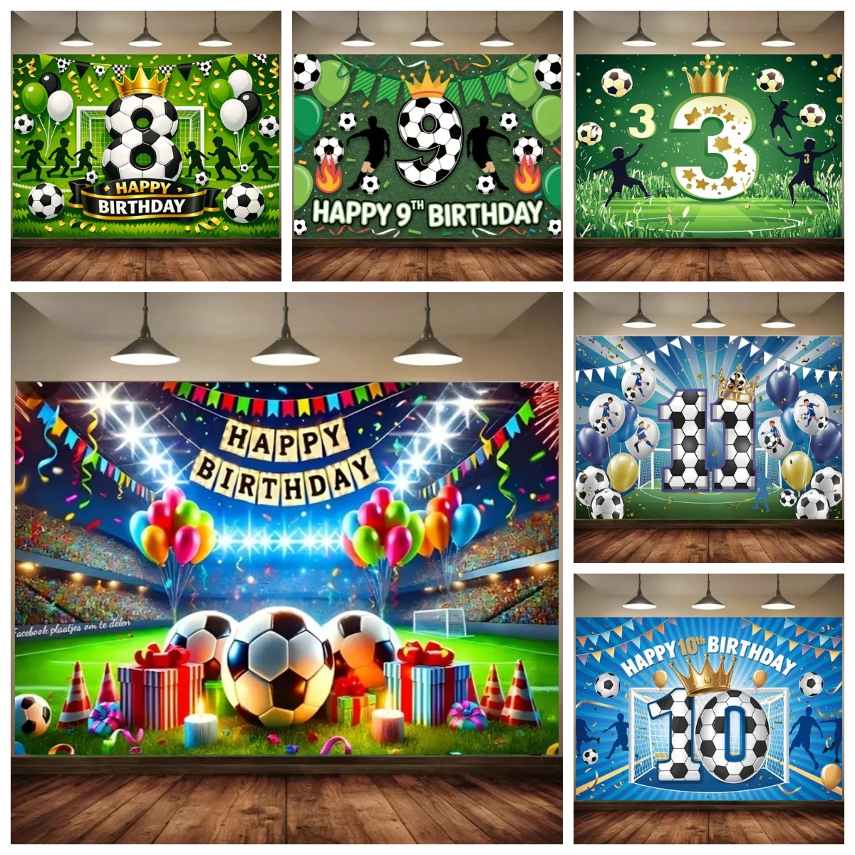 1-20th Boy Birthday Background Football Theme Banner Soccer Ball Party Decoration Backdrop Photography Photo Props Kids Gifts
