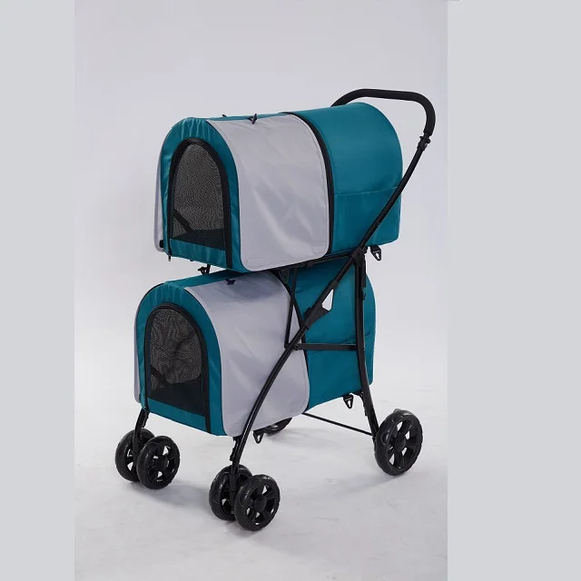 Wholesale Double Decker Stroller All Seasons With Weatherproof Cover Pet Suitable For Small Dogs Within 20kg