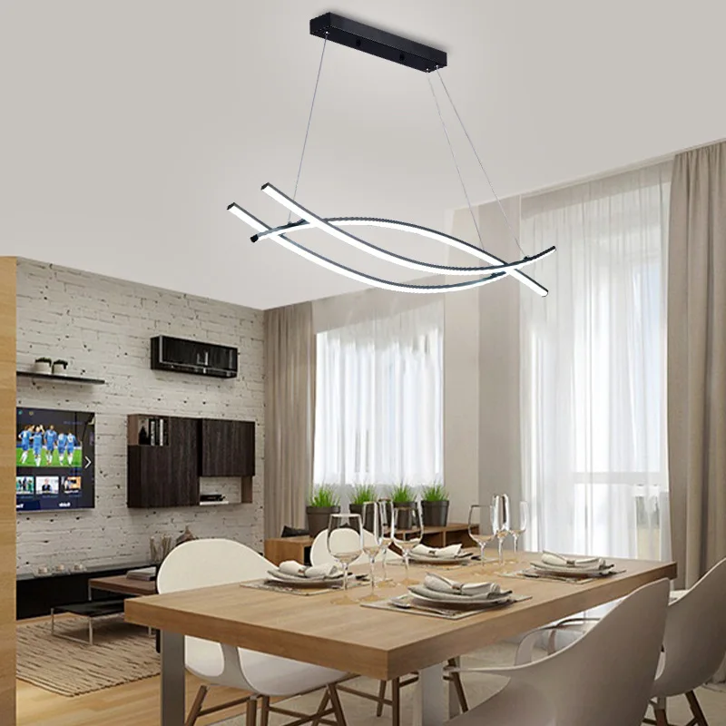 2023 Design Dining Table Island Ceiling Chandelier Kitchen Strip Aluminum House Suspension LED Hanging Lamp Factory Outlet