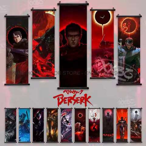 Berserk Poster Black Swordsman Wall Artwork Scrolls Picture Anime Guts Hanging Painting Griffith Wallpaper Casca Home Decoration
