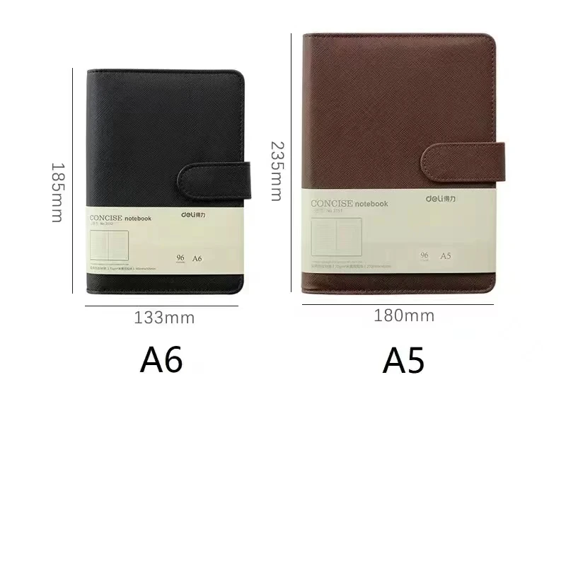 Brown Planner Black Portable Notebook Loose-leaf Detachable Buckle Ring Thick A5 Business Notebook Stationery Office A6 Workbook