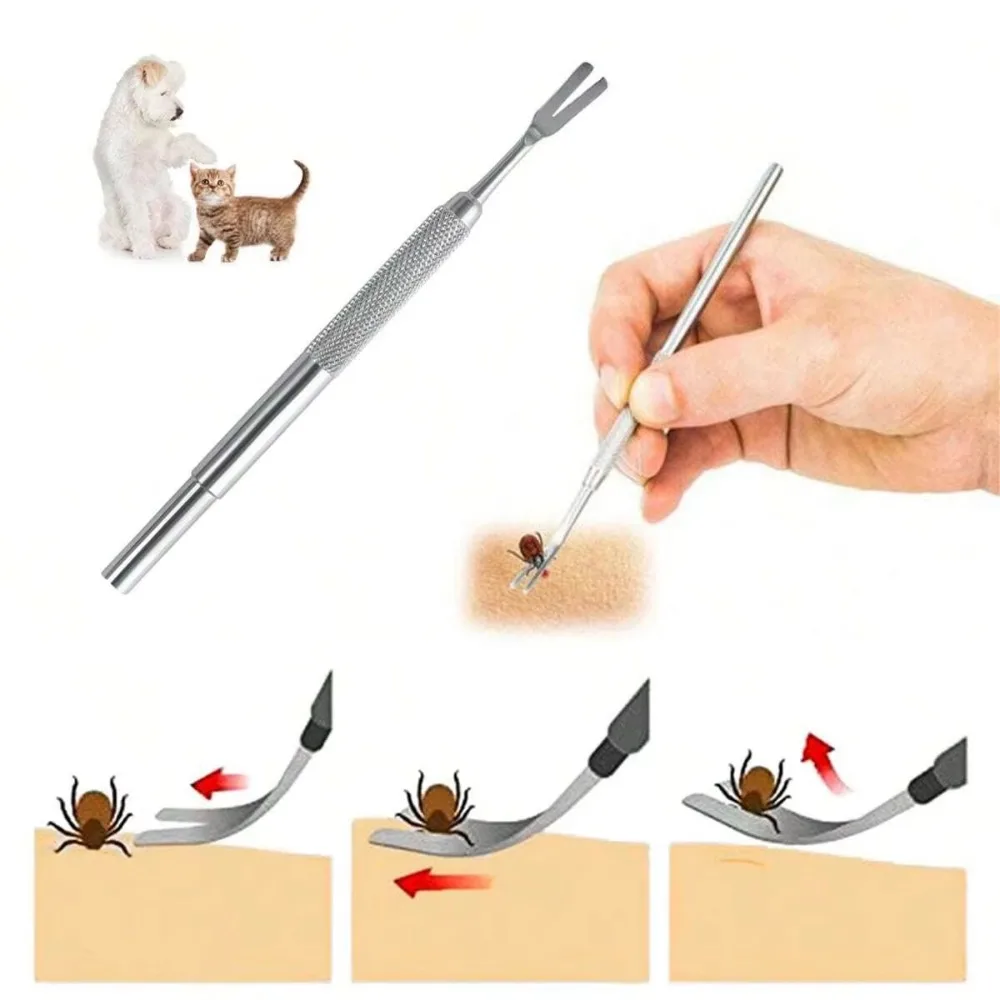 Picture 3: Stainless Steel Tick Fork Effective Design Fork Shape Pet Flea Removal Tweezers Tick Clipping Tool Pet Cleaning