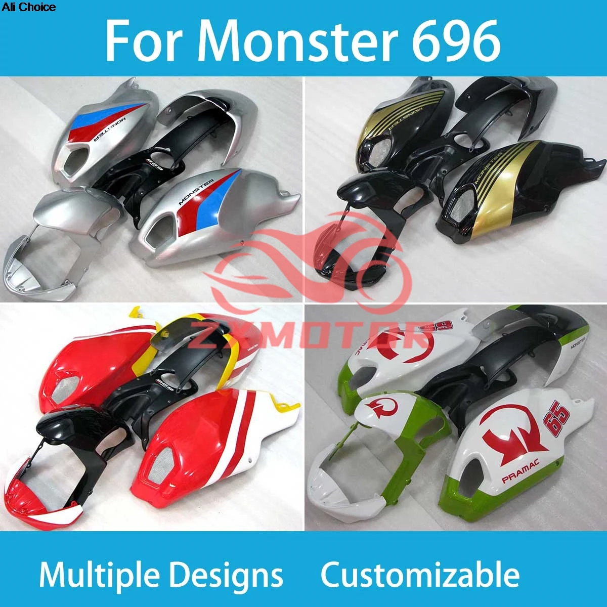 

Комплект обтекателей для Ducati Monster 696 996 Бесплатная настройка ZXMT, инъекционный аксессуар для мотоцикла, полный комплект обтекателей, комплект кузова