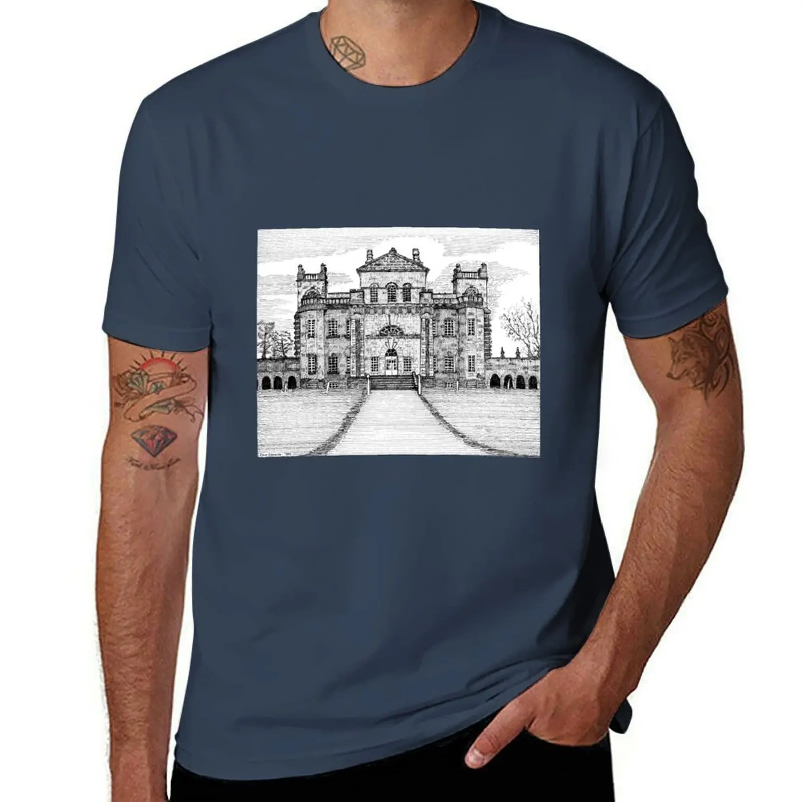 

165 - SEATON DELAVAL HALL - BACK VIEW - Футболка DAVE EDWARDS INK 1989, базовая, дышащая, однотонная.