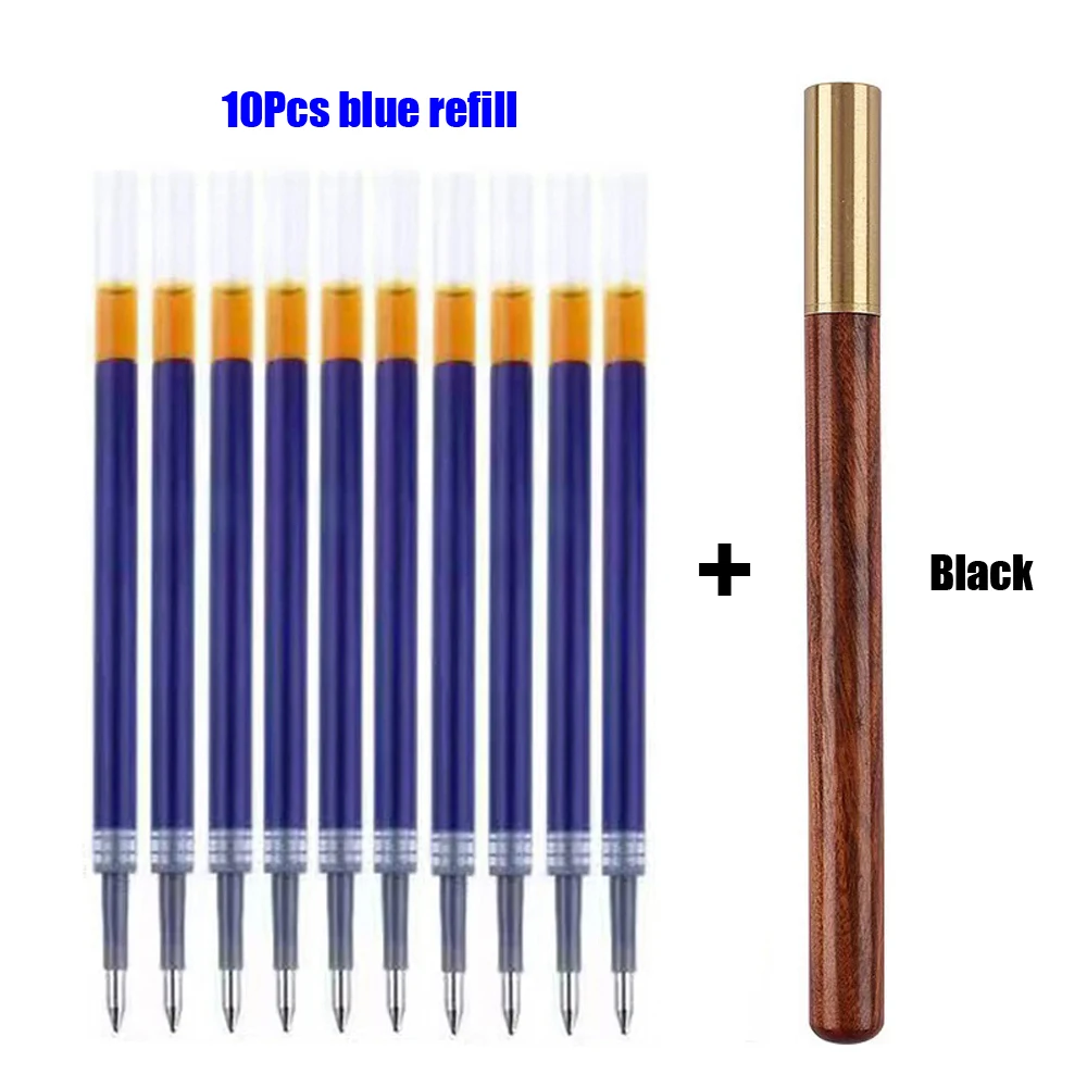 1 + 10Pcs Vintage Holz Körper Kugelschreiber Rollerball Stift Messing Ball Roller Stift Metall Stifte Schule Büro schriftlich Schreibwaren – Detail 4