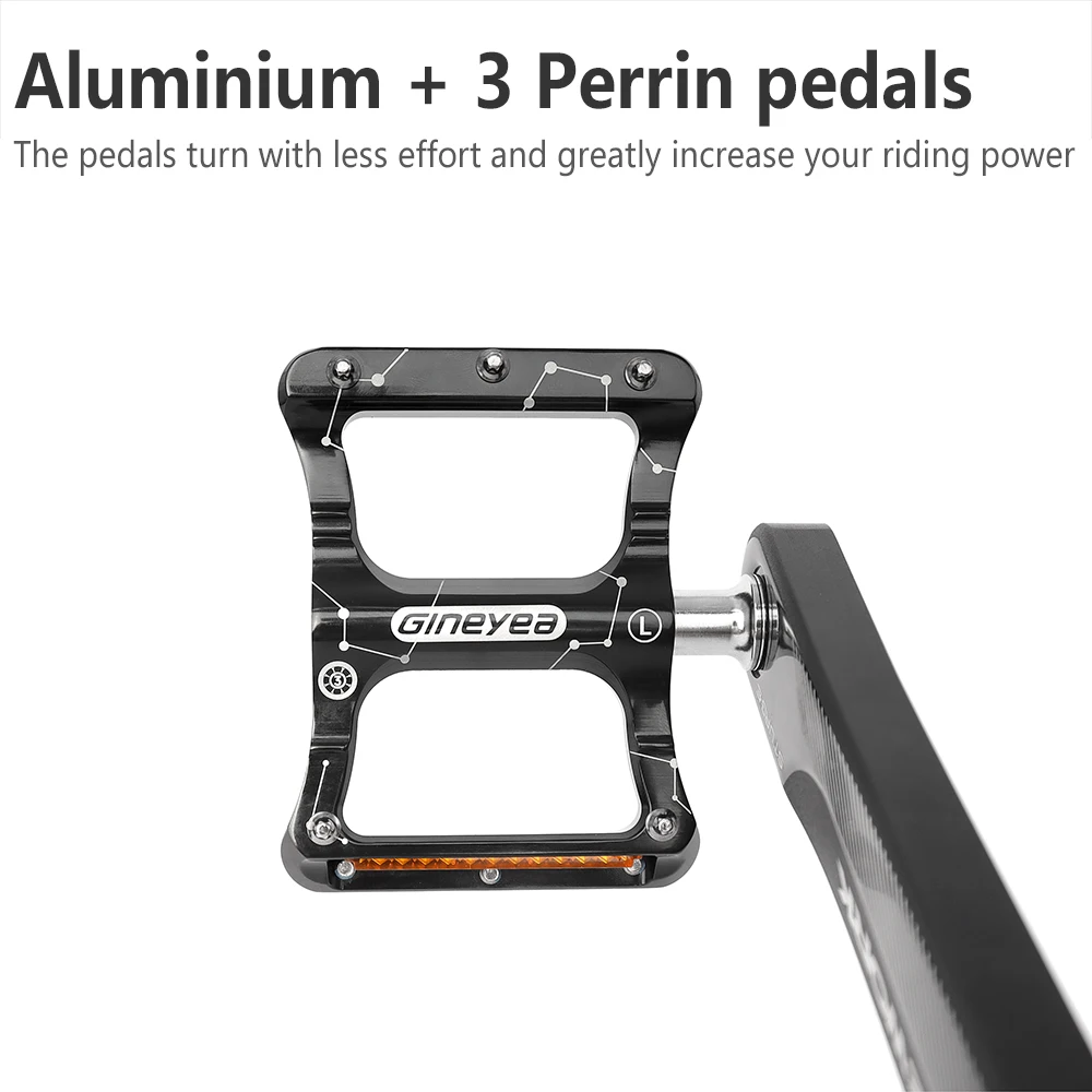 GINEYEA Aluminium Alloy Bike Pedal Seal Bearing MTB Bicycle Pedal With Anti Skid Nails Mountain Bike Accessories