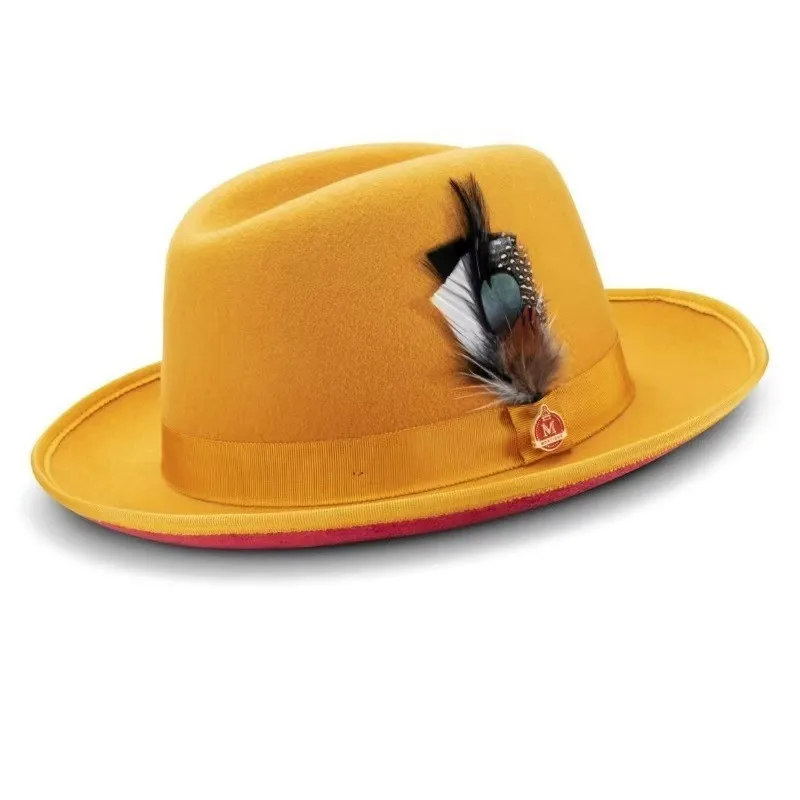 New felt hat solid color with webbing decoration pure