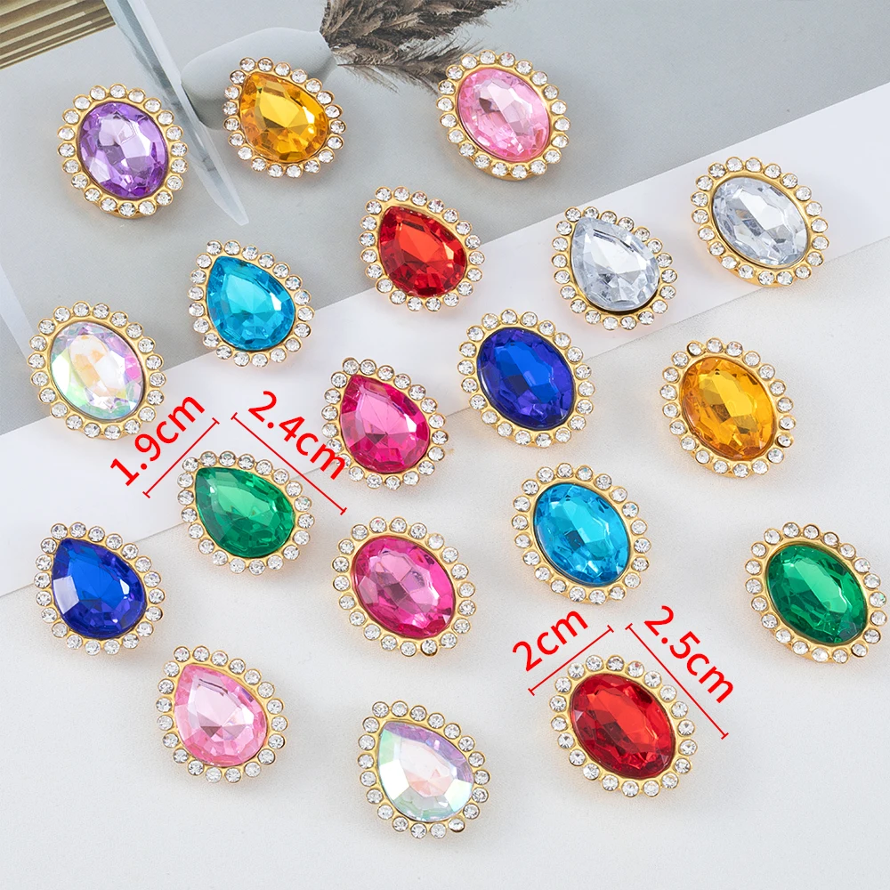 20Pcs Colorful Crystal Rhinestone Cabochon Sewing on Beads for Jewelry Making Needlework DIY Handmade Bows Hair Jewelry Supplies