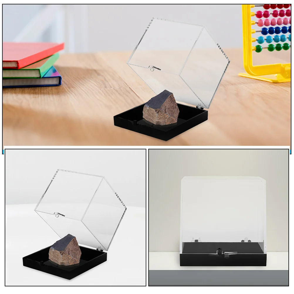 Ore Display Box Rock Shelf Transparent Case Stand Storage Mineral Showcase Plastic Specimen Containers