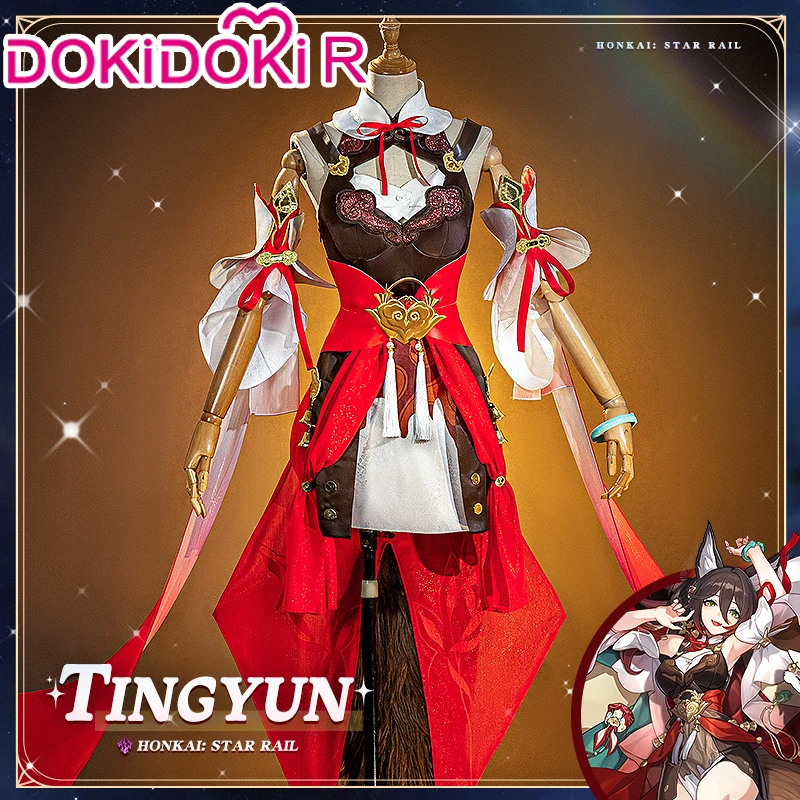 IN STOCK Tingyun Cosplay Game Honkai: Star Rail Cosplay【XS-2XL】DokiDoki-R Women Costume TingYun Shoes Wig Tail Cosplay Plus Size