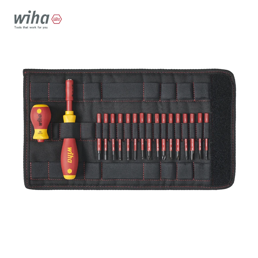 WIHA Slotted Phillips Screwdrivers Bits Set for Electrical Work with Two Bit Holders Tool Set with Case NO. 41231|41232|41233