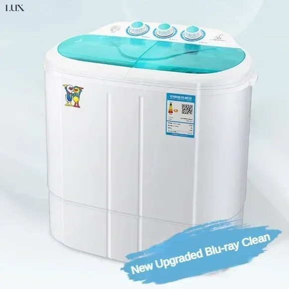 Semi-automatic mini washing machine. For home use. For babies. Washing and drying in one. Double tub/drum