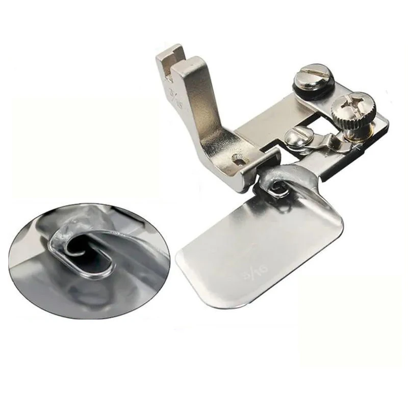 F502 Sewing Hemmer Foot Zigzag Folder Steep Turn-down Collar Steel Folder ARC Round Corner Faster Made in Taiwan