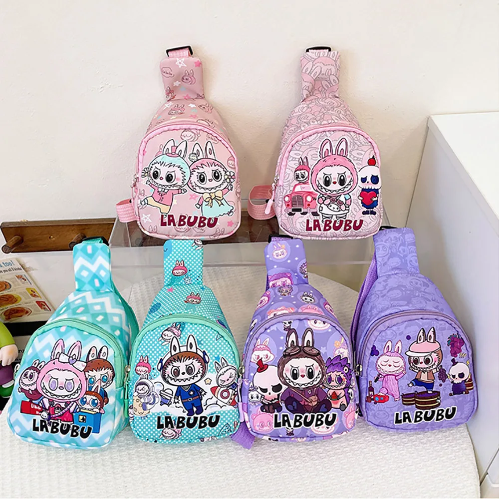 Labubu THE MONSTERS Kawaii Shoulder Bags Cute Cartoon Elf Purse Handbag Portable Travel Satchel Backpacks Birthday Gift For Kids