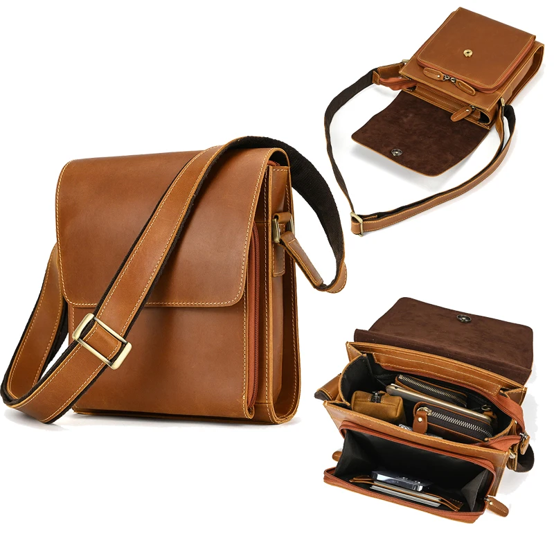

Мужская сумка через плечо из натуральной яловой кожи Crazy Horse Leather Crossbody Bag Flip Luxury Bag Bolsa Masculina Couro Сумка Барсетка Мужская