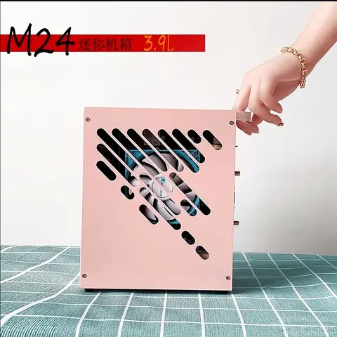 M24ITX Mini Chassis, All Aluminum, Side Transparent A4 Portable Desktop Single Display Chassis K39