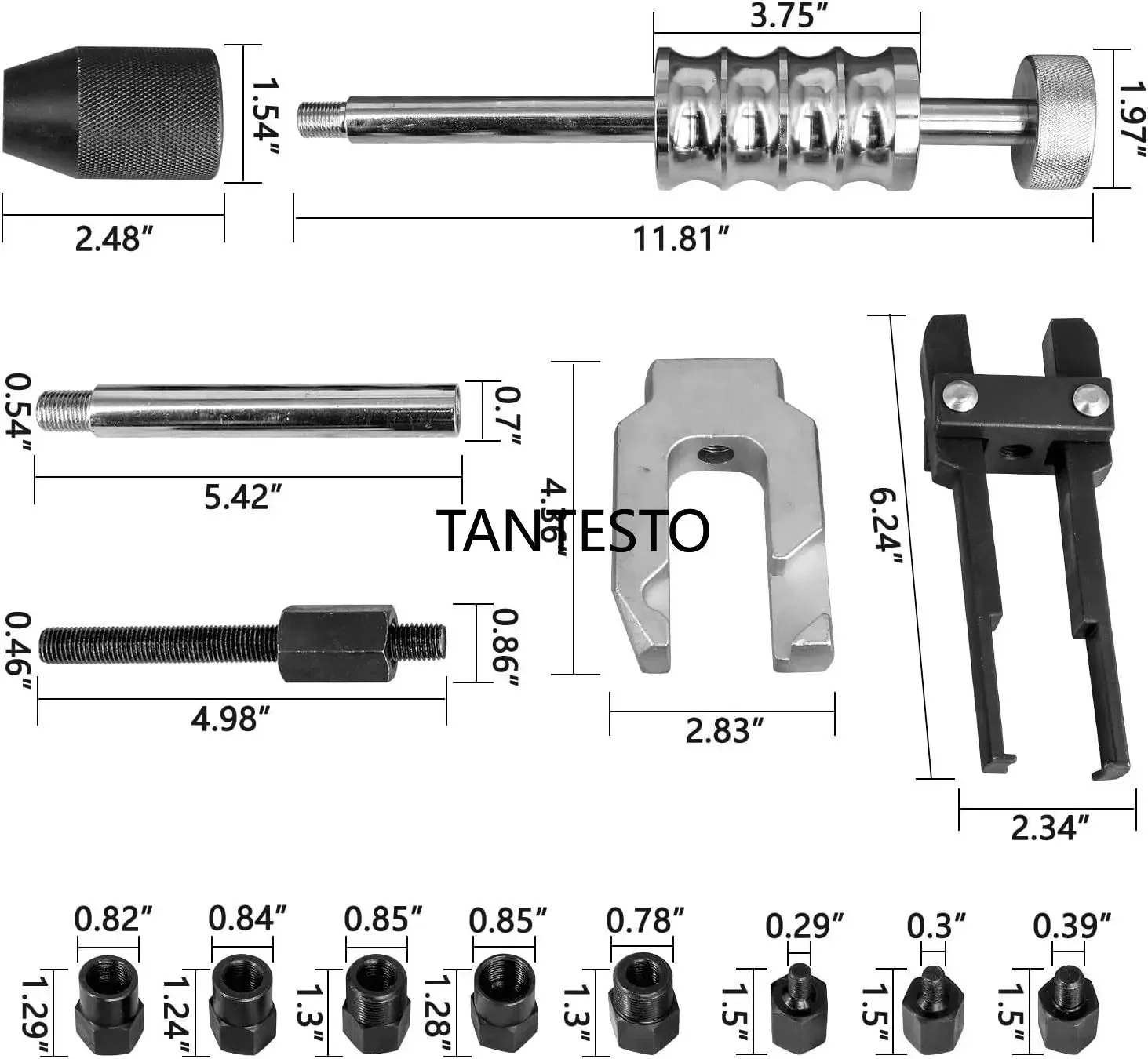 Diesel-Einspritzdüsen-Abzieher-Set zum Entfernen von Einspritzdüsen mit Gleithammer, M8-M22 U-förmigen Adaptern und 2-Backen-Einspritzdüsen – Detail 2