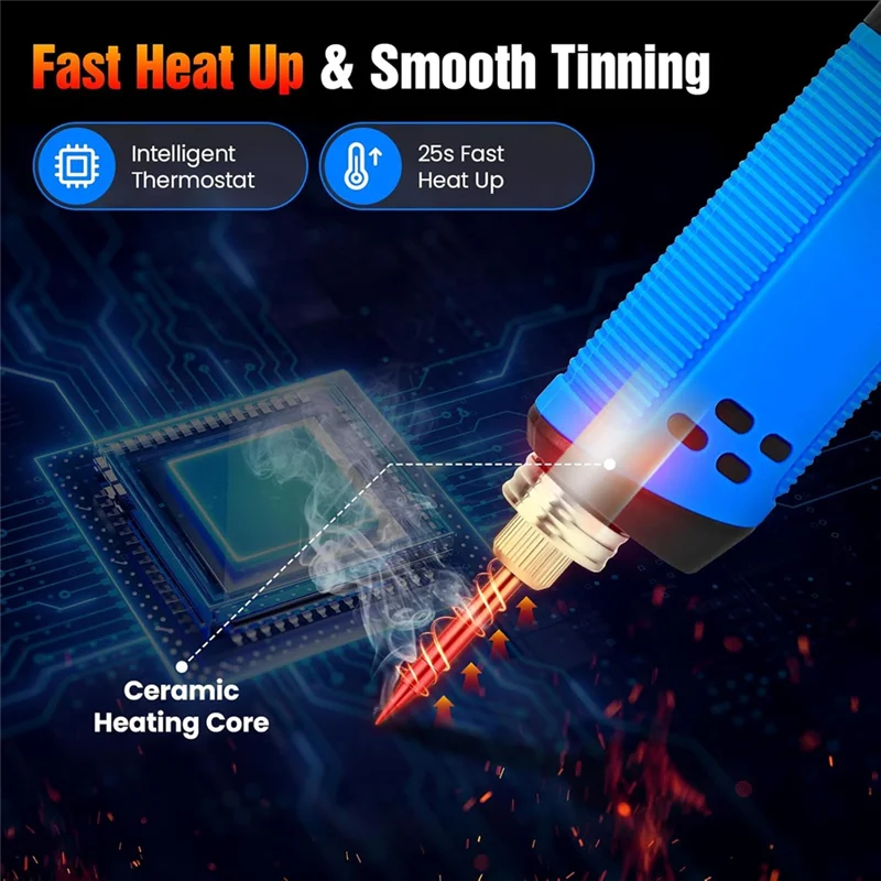 A02F-Cordless Soldering Iron Kit, LDE Digital Display USB Rechargeable Soldering Iron For Small Soldering Projects, DIY