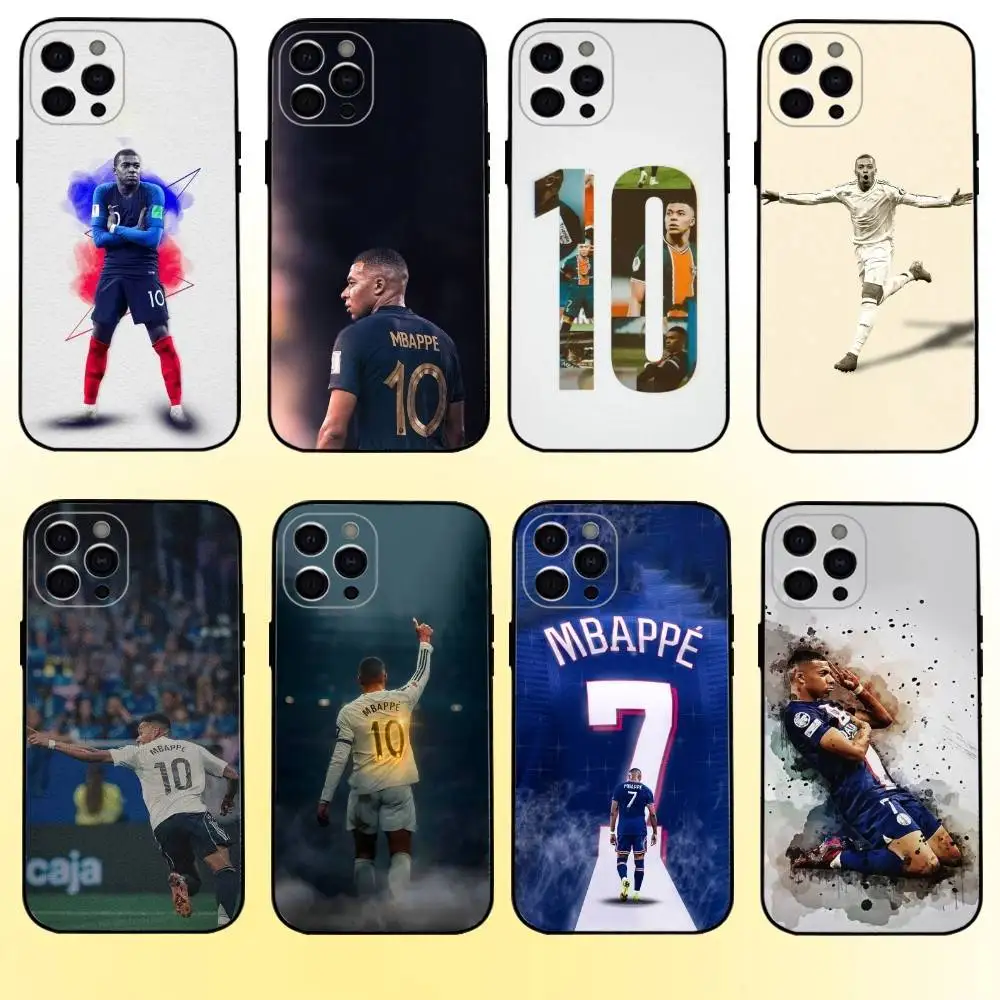

Football K-Kylian M-Mbappé 9 Phone Case For iPhone17,16,15,14,13,12,11 Plus,Pro Max Soft Black Cover