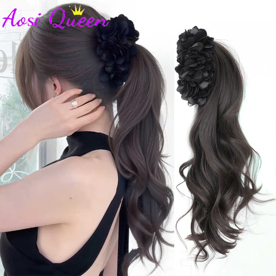 

Синтетические волосы для хвоста для женщин, зажим-банан, волнистые локоны, зажим для волос, аксессуар для волос, натуральные волосы, объем, низкий пучок, стильная коса для волос