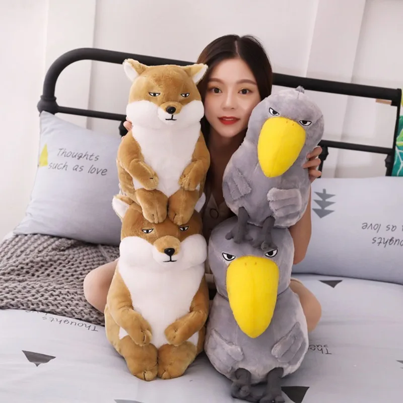 Cute Big Mouth Bird Fox Plush Toys Funny Stuffed Animals Plushies Dolls Soft Huggable Pillow Home Decoration Kids Birthday Gifts