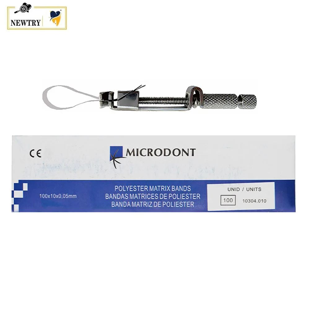 

200Pcs MICRODONT Dental Polyester Matrix Bands Transparent Dentist Proximal Isolation Matrix Film Stainless Steel Retainer Clip