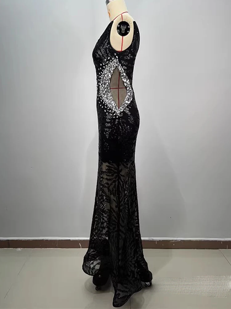 Wysokiej jakości seksowna sukienka z elastycznej siateczki z gorącym tłoczonym wzorem 2025 Nowa moda niestandardowa odzież damska