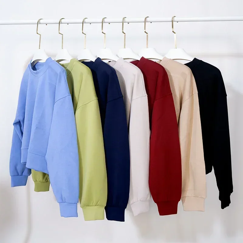 

Oversized long sleeve shirt cropped sweatshirt waist length crewneck fit workout top casual wear