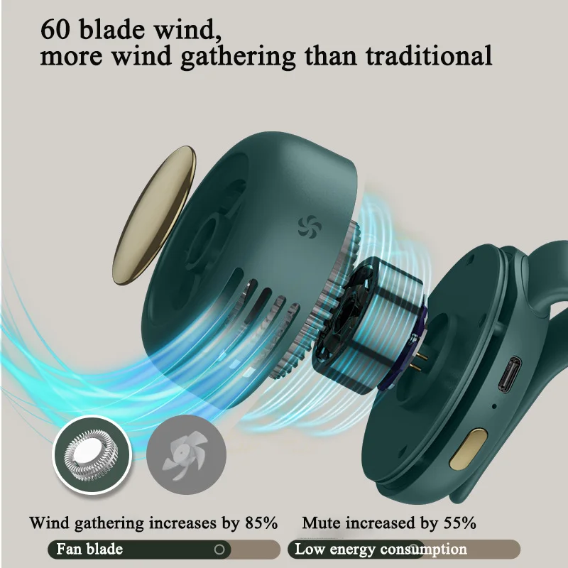 Bladeless Mini Fan Portable Handheld Rechargeable Electric Fan Clip Waist Fan Suitable for Outdoor Ventilation Desktop Small Fan