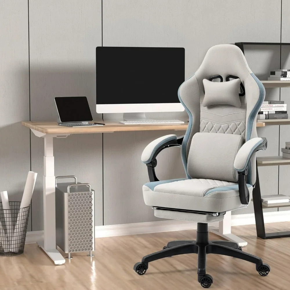 

Game Chair Massage With Footrest With Gel Pad and Storage Bag Grey Gamingchair Computer Armchair GamingComfortable Office Chair