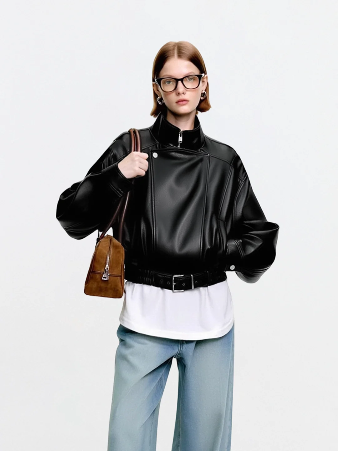 

Женская кожаная куртка-косуха AHMI Punk Millennium: осенне-зимняя, винтажная, для мотоциклисток, стильная и крутая