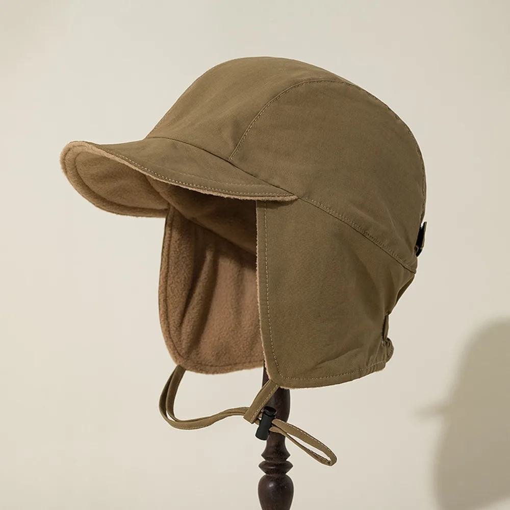 

Japanese Ear Protection Earflap Hat Winter Cap Thick Warm Bonnet Hat Casual Solid Color Velvet Pilot Hat Outdoor Sports