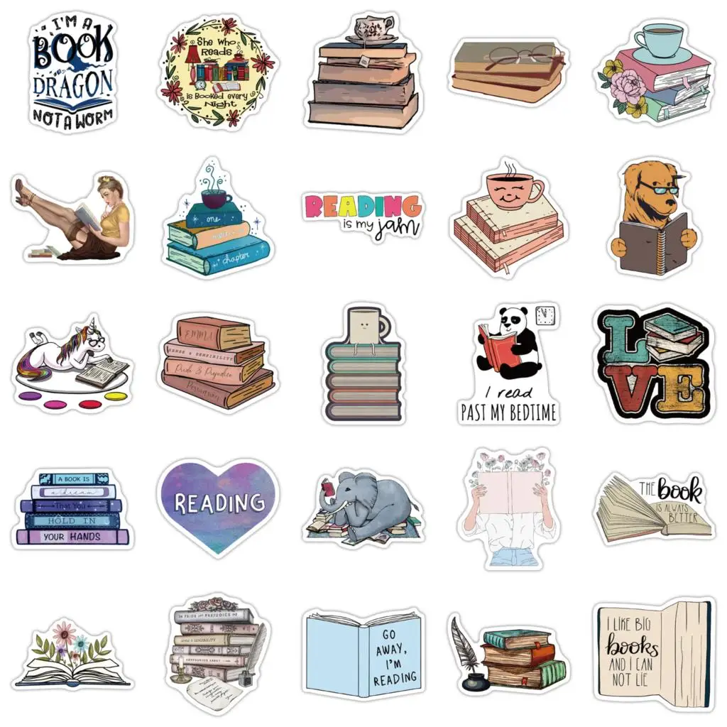 50 pezzi I love reading Vinyl Decal Stickers Premium Waterproof Die Cut Matte Sticker Best Friend Gifts