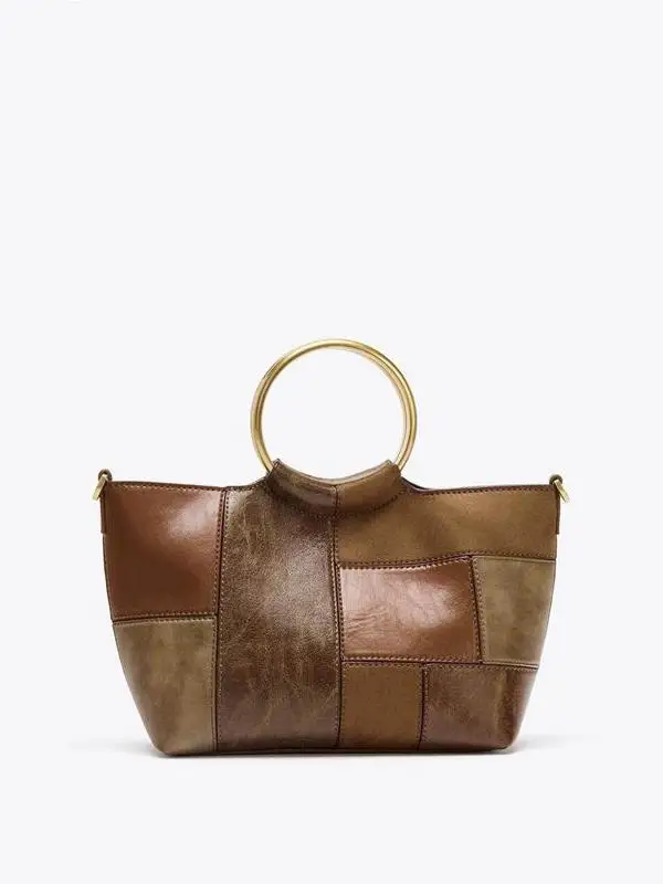 New Autumn Hard  Patchwork Women's Bag  Crossbody Large Bag Single Strap Buckle Closure No Brand Registered Trademark