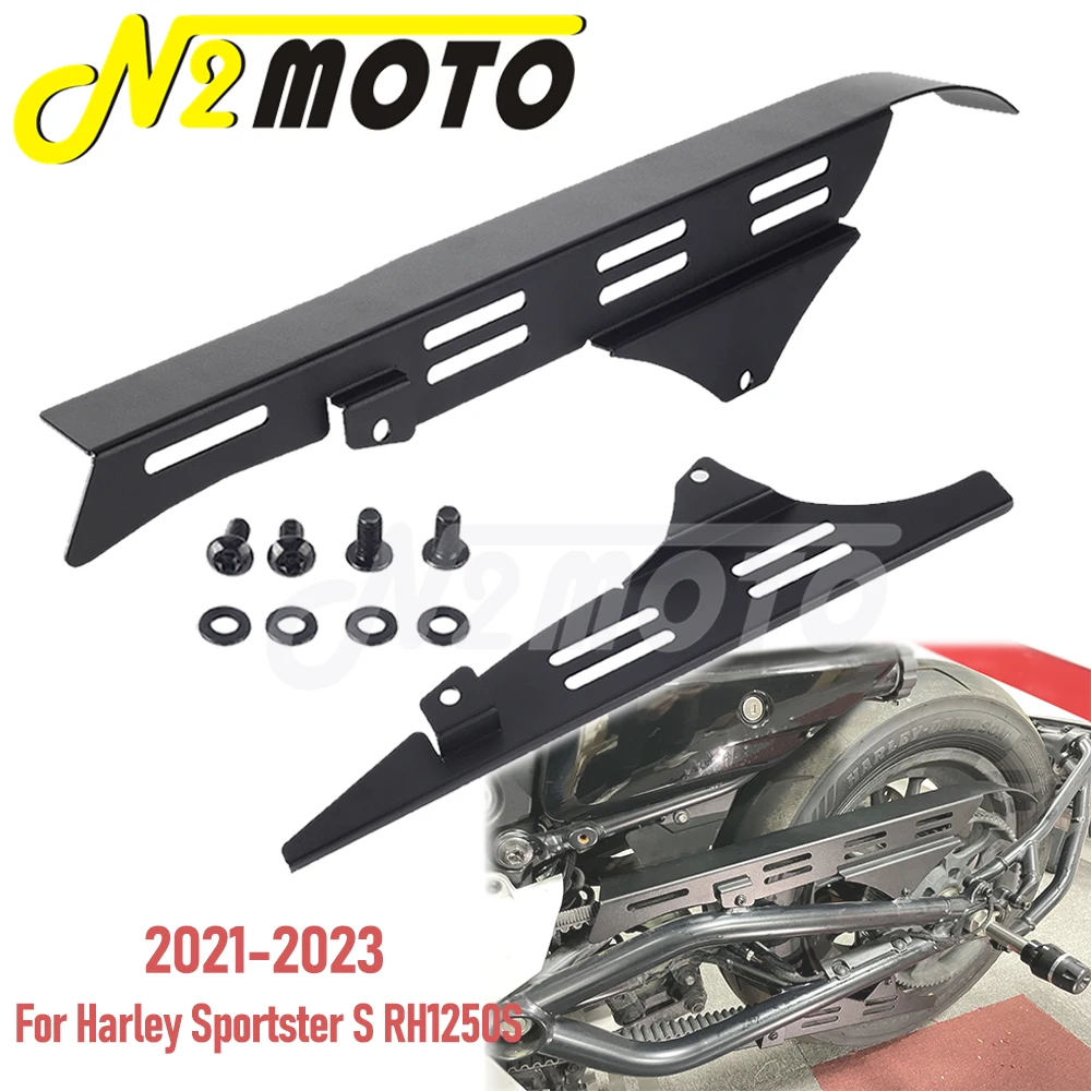 

Aluminum Motorcycle Upper & Lower Belt Guard Chain Protection Cover Guide Wheel For Harley Sportster S RH1250S 2021-2023 Black